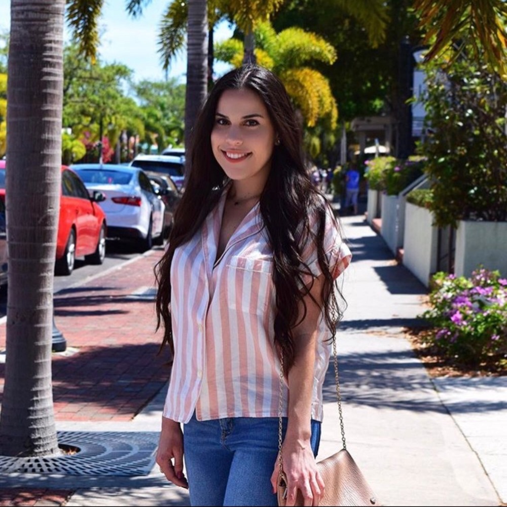Madewell Oxford blush&white striped pajama/shirt